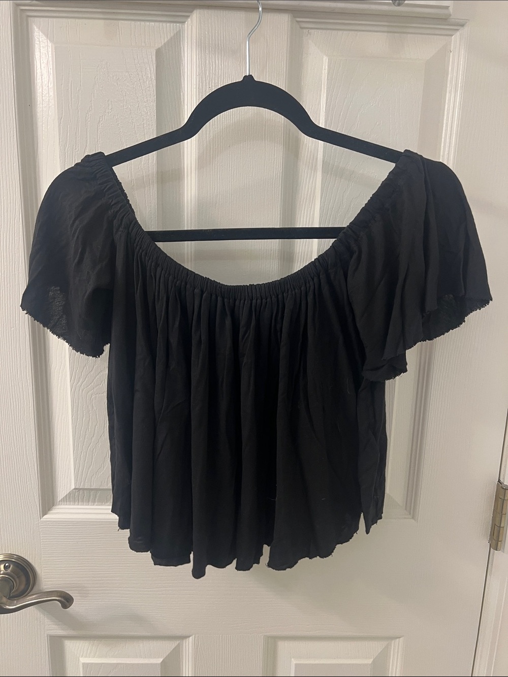 Truly Madly Deeply Black Off-Shoulder Crop Top